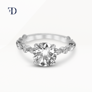 Round Cut Diamond Pave Engagement Ring