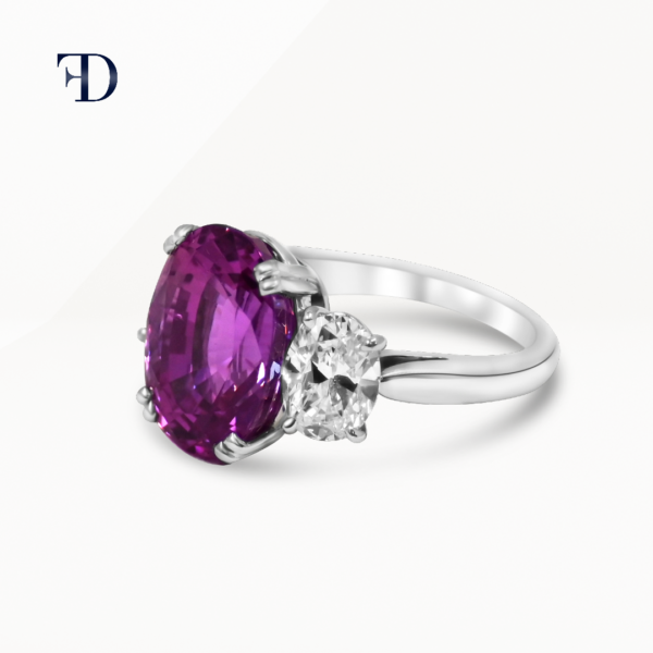 Three-Stone Pink Sapphire Diamond Ring