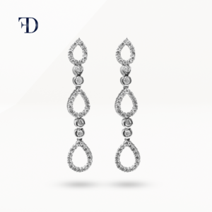 white-gold-Pave Diamond Drop Earrings