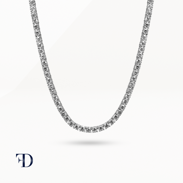 white-gold-12.13ct Diamond Tennis Necklace