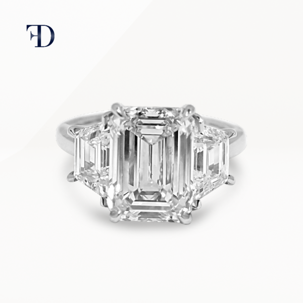 Three-Stone Emerald Cut Engagement Ring