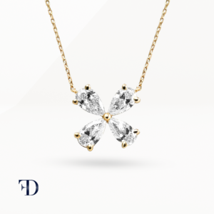 yellow-gold-Four-Petal Flower Diamond Pendant