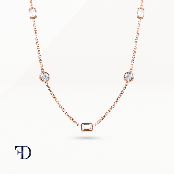 rose-gold-Diamond Station Necklace
