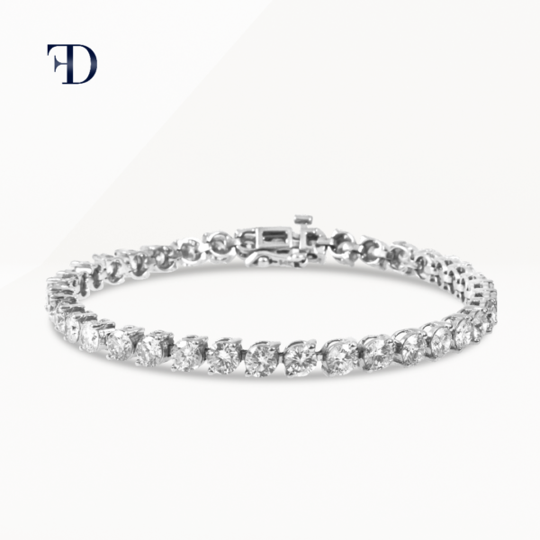 white-gold-Round Cut Two-Prong Tennis Bracelet