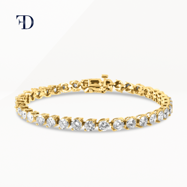 yellow-gold-Round Cut Two-Prong Tennis Bracelet