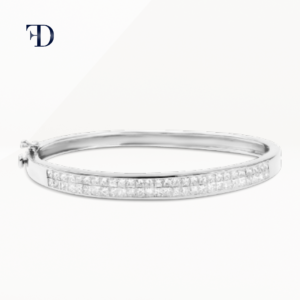 white-gold-Solid Gold Double Pave Diamond Bangle