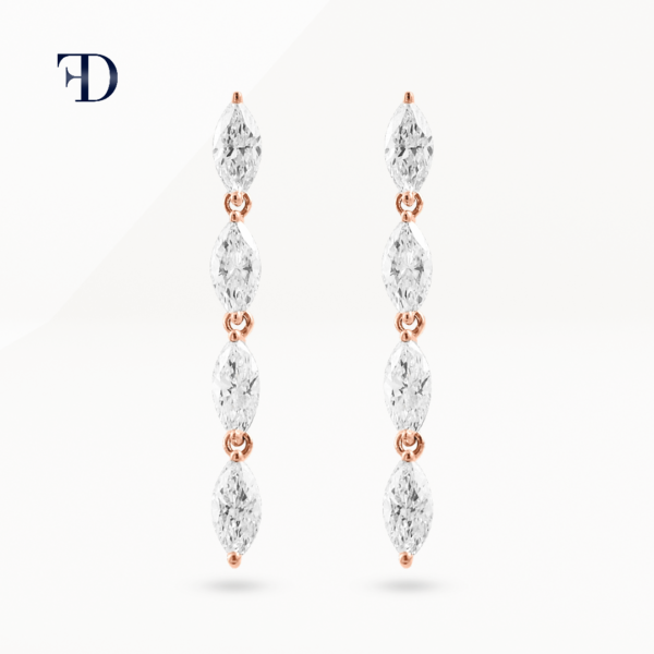 rose-gold-Marquise-Cut Diamond Drop Earrings