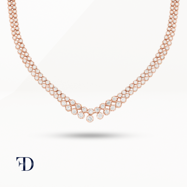 rose-gold-Double-Row Diamond Tennis Necklace