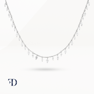 white-gold-Marquise-Cut Diamond Station Necklace